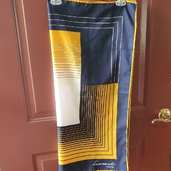 Laurenti Blue and Gold Geometric Wrap Scarf - Picture 2 of 8